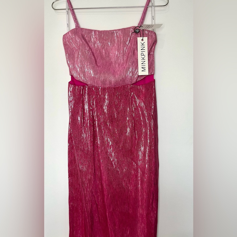 MINKPINK NWT Pink Sparkly Vida Midi Dress - Picture 5 of 11